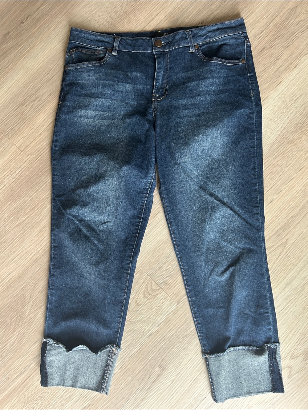 1822 Taylor Denim Cuffed Ankle Jeans 14 Blue Dark Wash